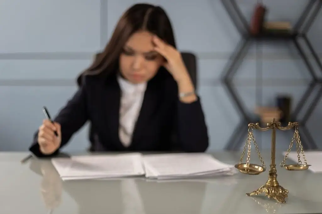 A lawyer reading a case paper.