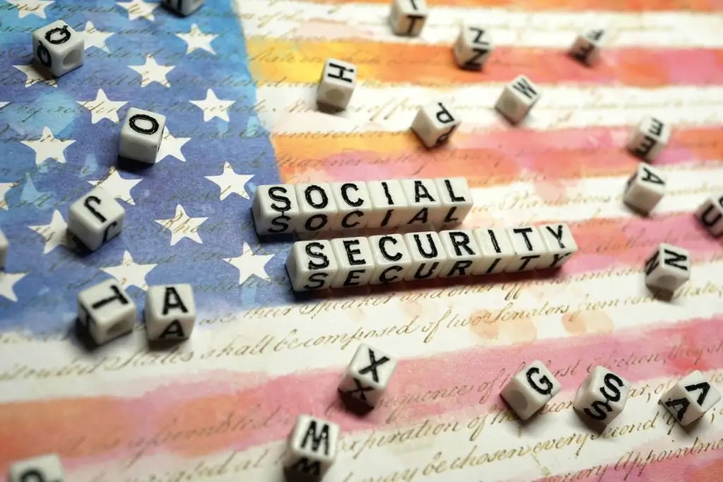 Social Security SSI Disability On Top of a USA Flag
