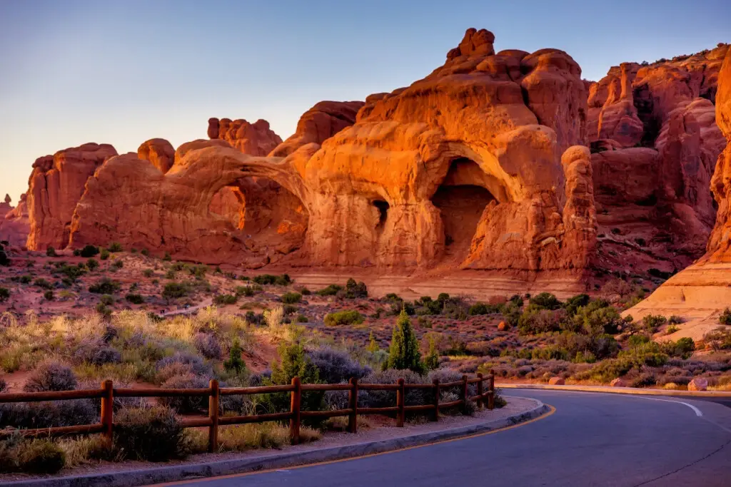 The Utah canyons on a sunset, highlighting the importance of Utah Car Accident laws.