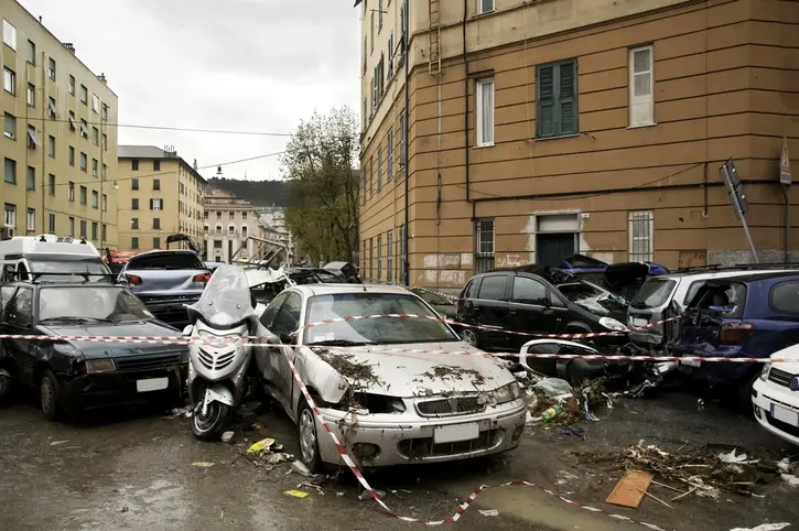 A pile up from a multi-car accident.