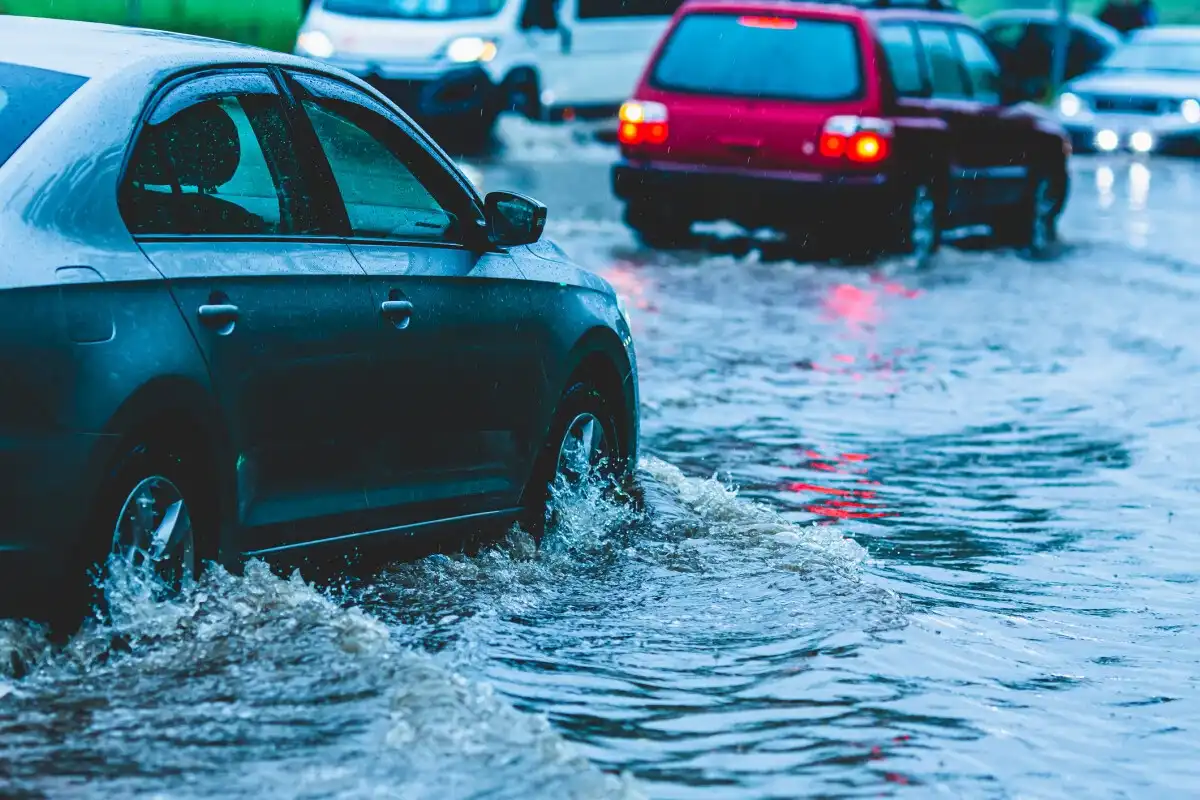 driving through water